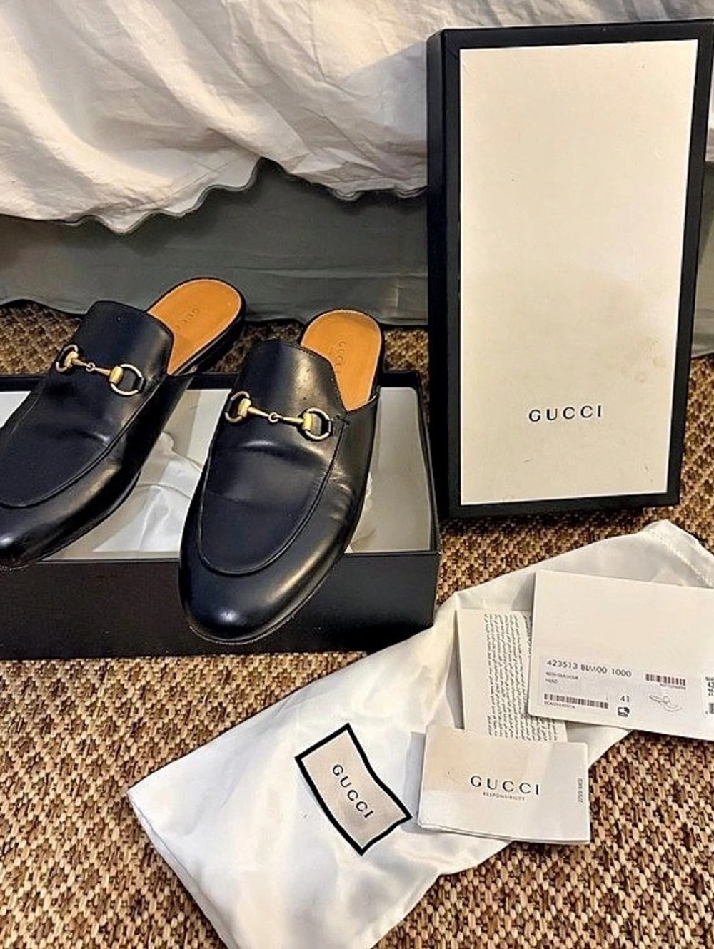 Gucci Princetown Leather Horsebit Mule Mules Black & Brown EU 41